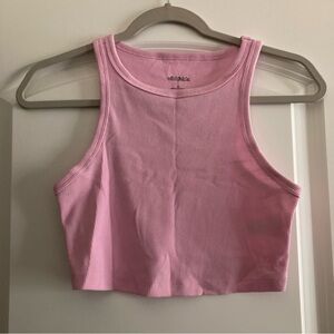 Ribbed Pink Cropped Tank Top